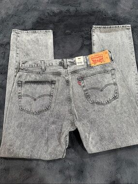 Levi's Men's Light Grey Acid Wash Straight Jeans 38x34